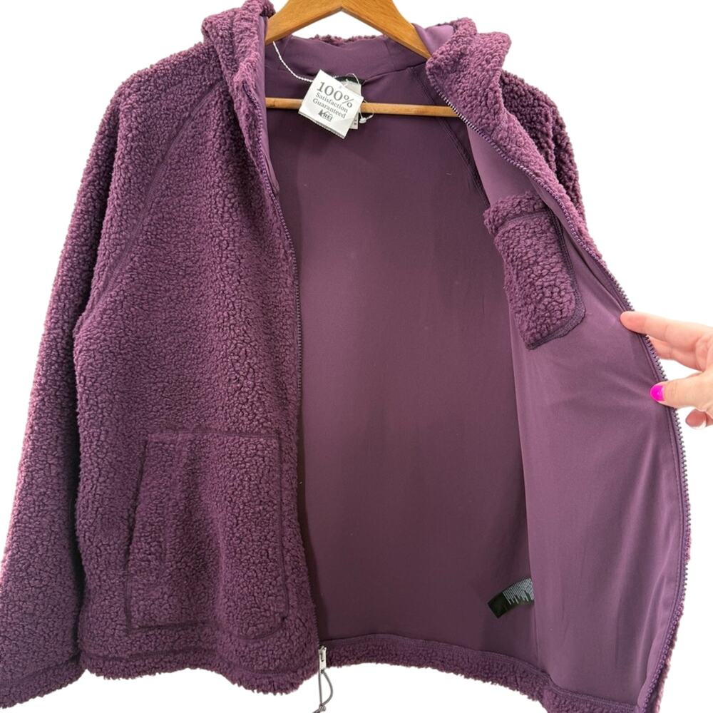 NWT The North Face Ridge Hoodie Full Zipper High Pile Jacket BlackBerry Size M - Picture 10 of 15